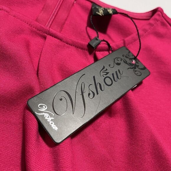 NWT VFSHOW Midi‎ Bodycon Sleveless Back Zipper Waist Tie Slim Work Business Sz M - Picture 3 of 9